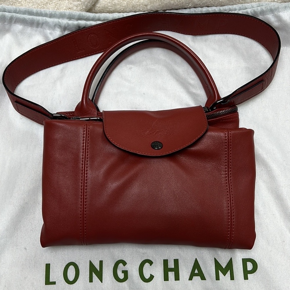 Longchamp Le Pliage Cuir Large Leather Short Handle Tote